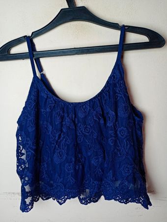 P.S. Sister Blue Lace Crop Top