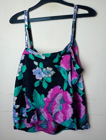 Floral Print Cami-Top mit Pailletten-Trägern