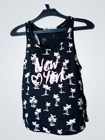 H&M Schwarzes Palmenbaum-Grafik-Top