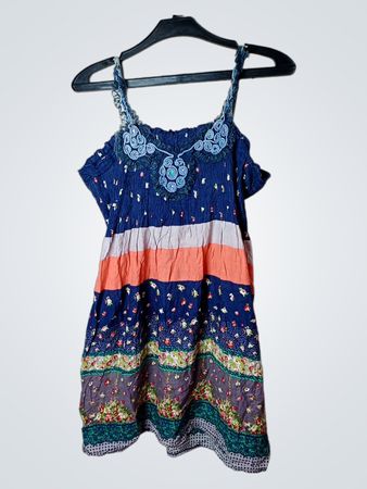 YILI. PARIS Blaues Blumendruckkleid