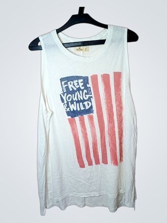 Hollister White Graphic Tank Top