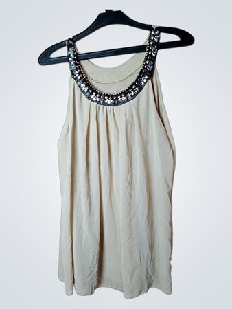 Tanktop mit Perlenkragen