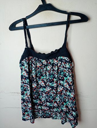 Floral Print Spaghettiträgertop mit Spitzenbesatz