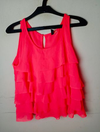 Geteiltes H&M Damen Korallen Rüsche Tanktop