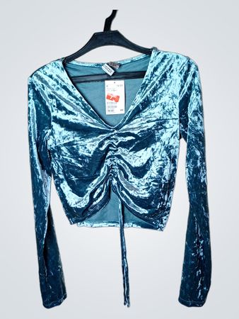 H&M Samt Raffung Cropped Top
