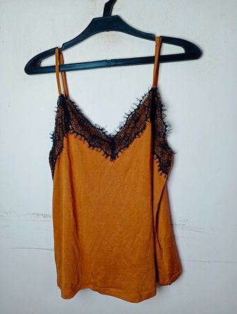 AMISU Cami Top mit Spitzenbesatz