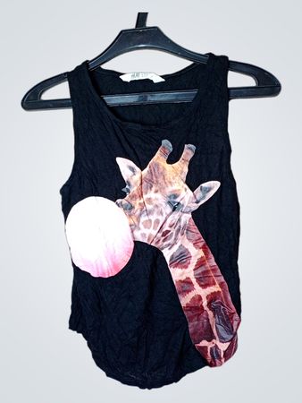 H&M Schwarzes Giraffe Grafik Tanktop