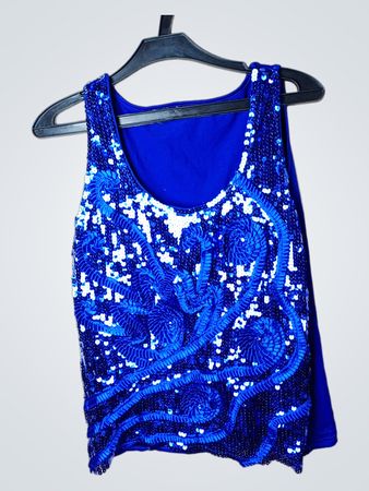 Blaues Pailletten-Top