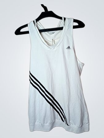 Adidas Weißes Tanktop mit ClimaCool und Drei Streifen