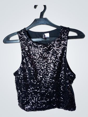 Divided H&M schwarzes Pailletten-Top