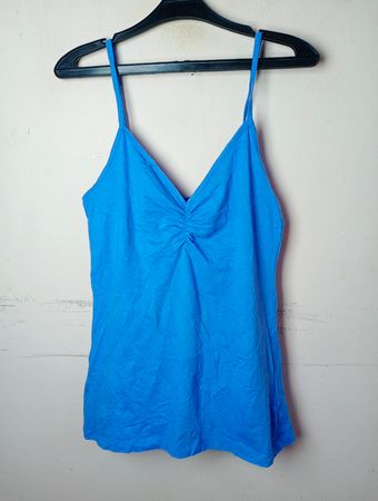 AMISU Blau Spaghetti-Träger Tanktop