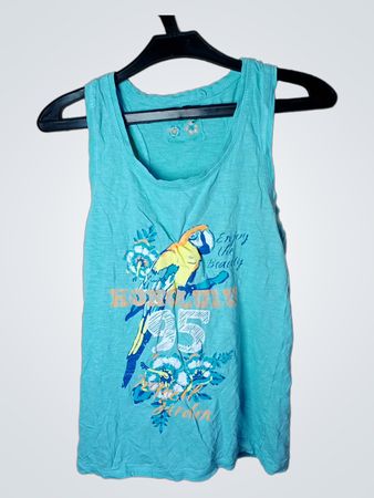 Türkises Tanktop mit Papageiengrafik