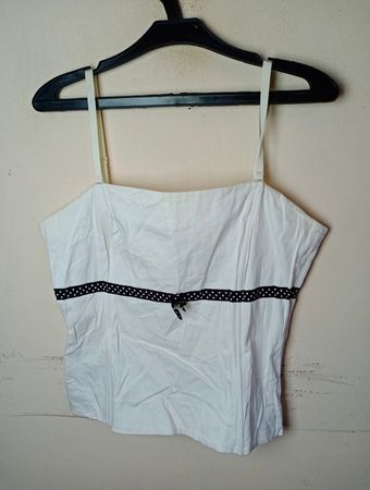 H&M Weißes Spaghetti-Top mit Punktmuster