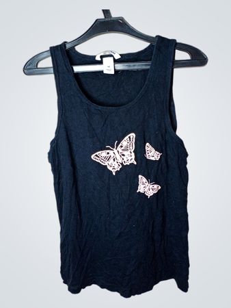 H&M Schwarzes Schmetterlings-Graphic-Trägershirt