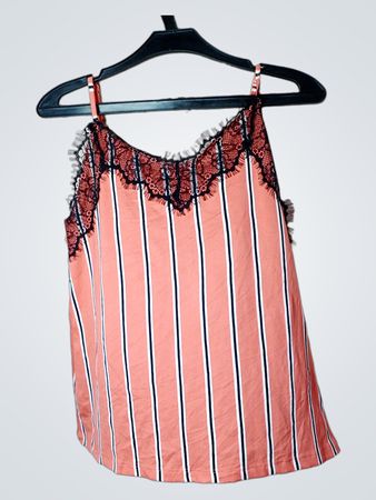 AMISU Gestreiftes Cami-Top mit Spitzenbesatz