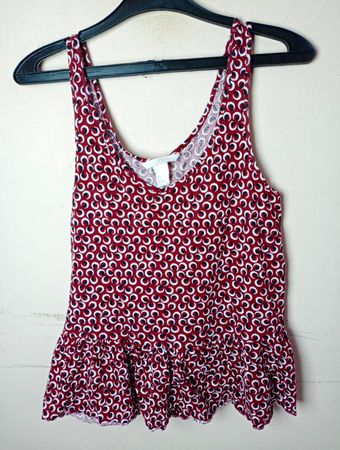 H&M Damen Rot Gemustertes Rüschentop