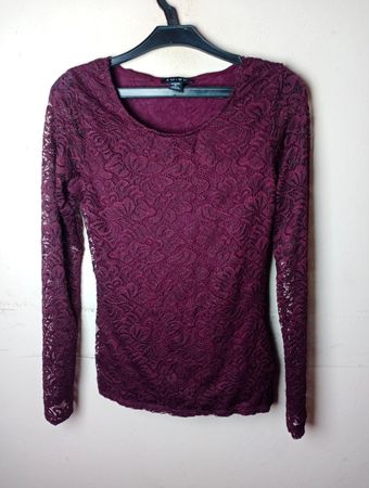 AMISU Spitzen-Longsleeve-Top