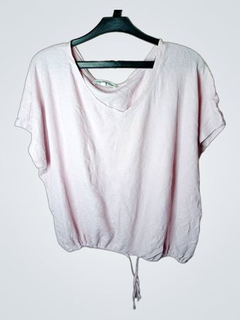 TRAMONTANA Pink V-Ausschnitt Dolman-Ärmel Oberteil mit Kordelzugsaum
