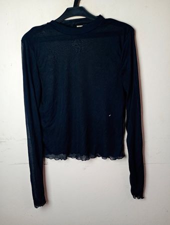 BIKBOK Schwarzes Mesh Langarm-Top