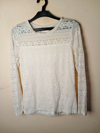 KAFFE White Lace Long Sleeve Top