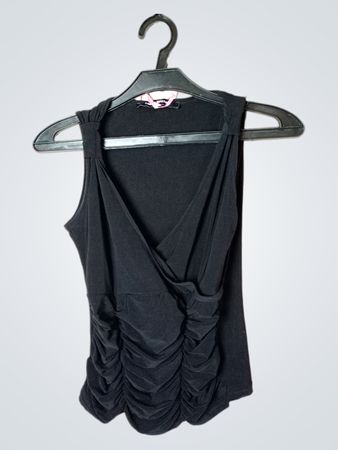 Tally Weijl Schwarzes Raffung V-Ausschnitt Tanktop