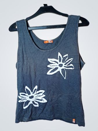 Oranges Punkt Tank-Top mit Blumenmuster