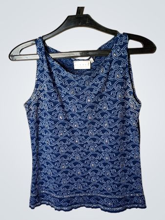 Blaues Paisley ärmelloses Top