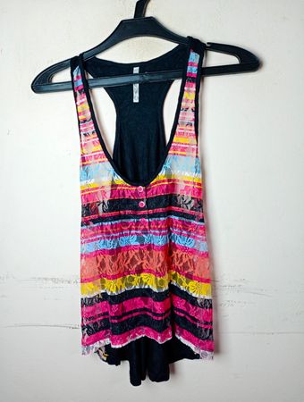 Gestreifter Spitze Tank Top