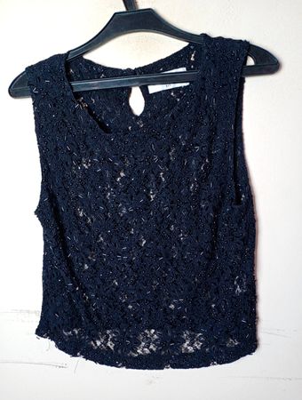 Wallis Schwarzes Spitzen-Besticktes Ärmelloses Top