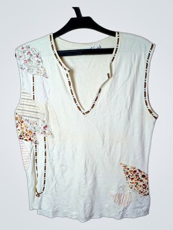 X-Mail Damen Ärmelloses Patchwork-Top Größe L