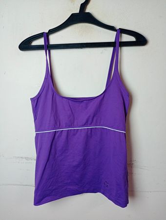 Lila Spaghetti-Träger Tanktop mit weißem Rand