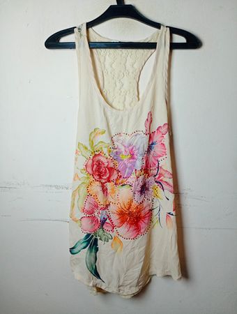 La Rosa Blumenmuster Spitzenrücken Tanktop