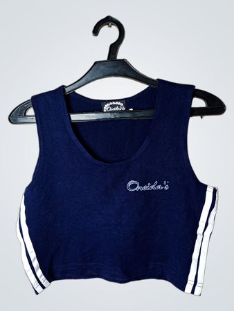 Oneida's Damen Navy Blue Crop Top mit weißen Streifen