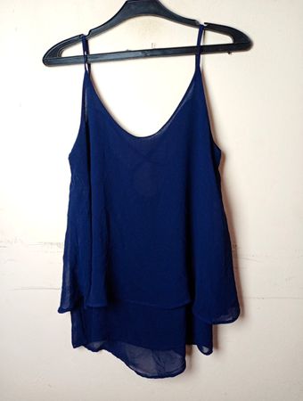 Dilvin Navy Blue Spaghetti-Träger Schichten-Camisole