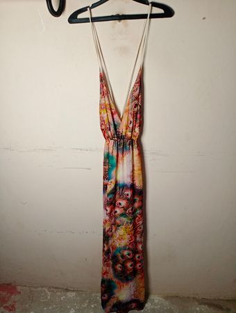 LiseSanda Pfauenprint-Maxikleid