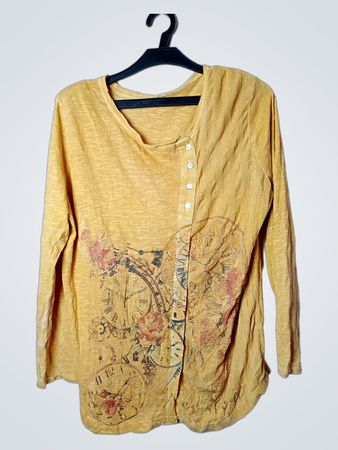 Gelbes Langarmhemd mit Uhr und Blumenmuster