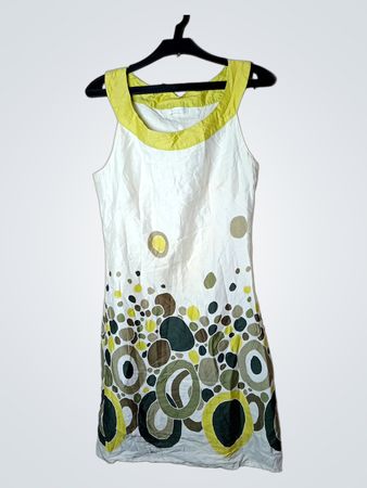 Promod Weißes Ärmelloses Kleid mit Abstrakten Kreisen Muster