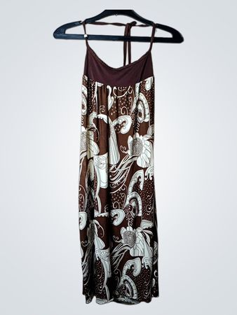 BRICHONI Damen Maxikleid mit braunem Blumendruck