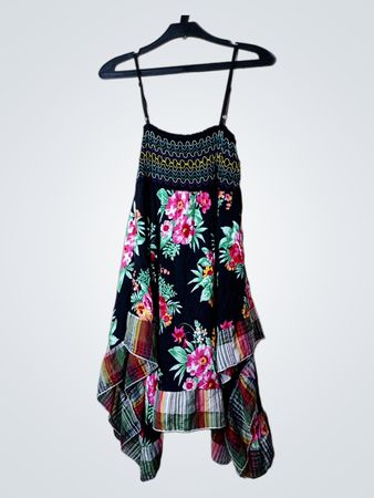 Ki Star Damen Blumendruck Smocked Kleid