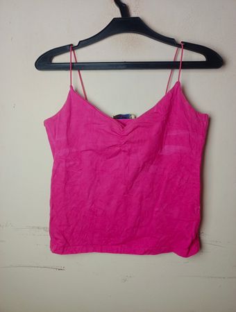 X-GO Pink Spaghetti-Träger Raffung Cami Top