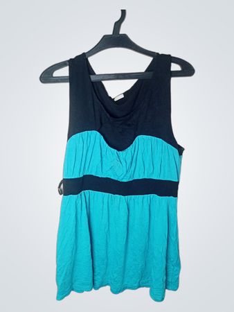 Schwarzes und Türkises ärmelloses Kleid