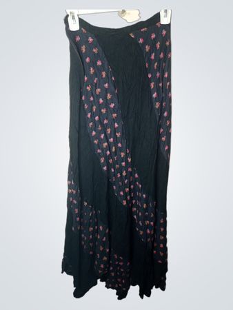 Freddy+Fashion Schwarzer Blumenspalten Maxi Rock