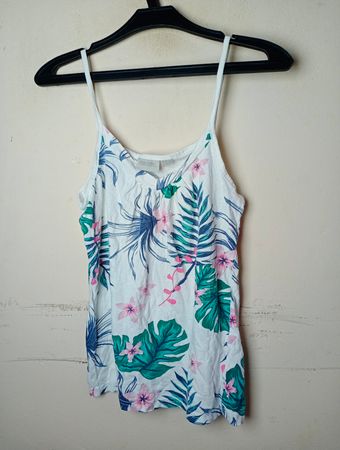 Blue Motion Tropical Print Trägershirt