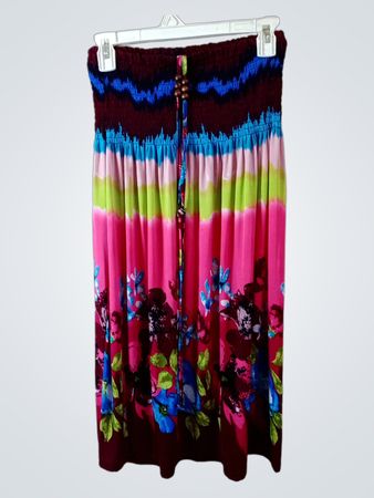 MODA.MEY Trägerloses Maxi-Kleid mit floralem Druck