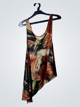 Bedrucktes asymmetrisches Tanktop für Damen Größe M