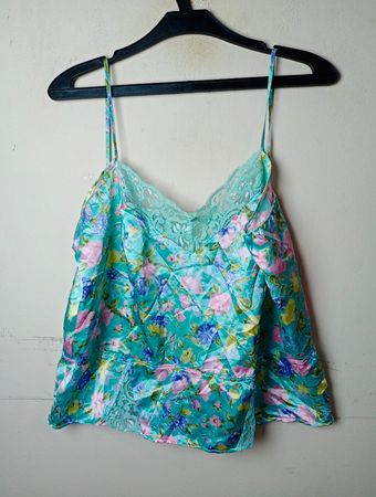 Floral Print Lace Trim Cami