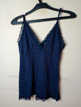 Tezenis Marineblaues Spitzenbesatz-Cami-Top