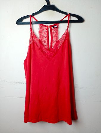 VERO MODA Rotes Spitzenbesatz Cami-Top