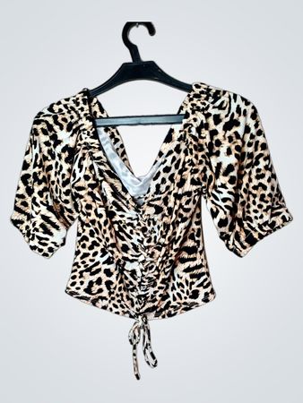 Guess Animal Print Tie-Front Top