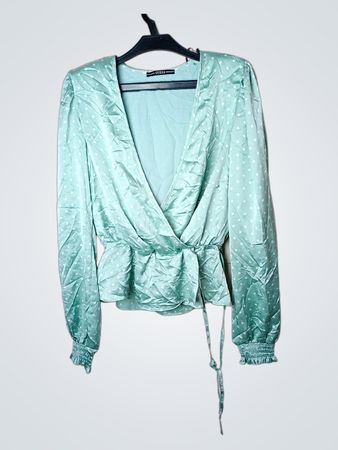 Guess Long-Sleeve Polka Dot Wrap Blouse